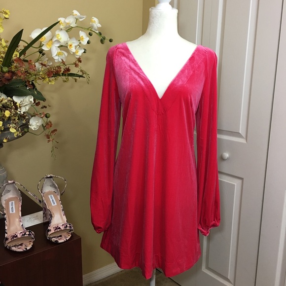 FREE PEOPLE MISHA V-NECK MINI DRESS, PINK, SIZE XS, (NWT) - Picture 4 of 7